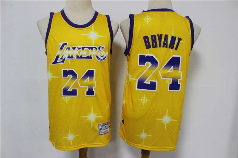 Los Angeles Lakers Yellow #24 BRYANT Starry Basketball Jersey (Stitched)