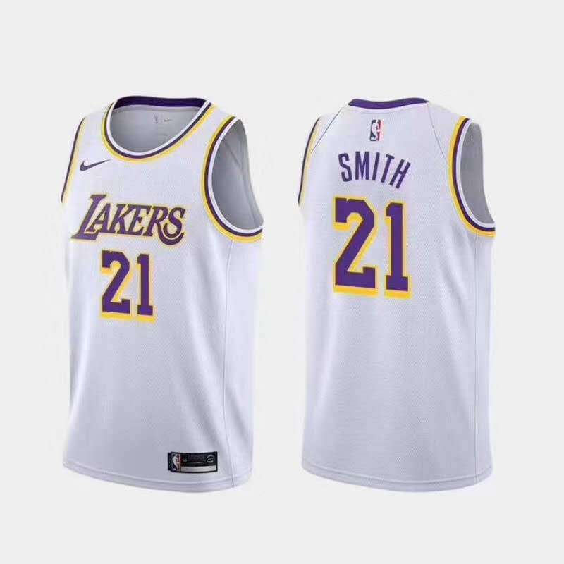 Los Angeles Lakers White #21 SMITH Basketball Jersey (Stitched)