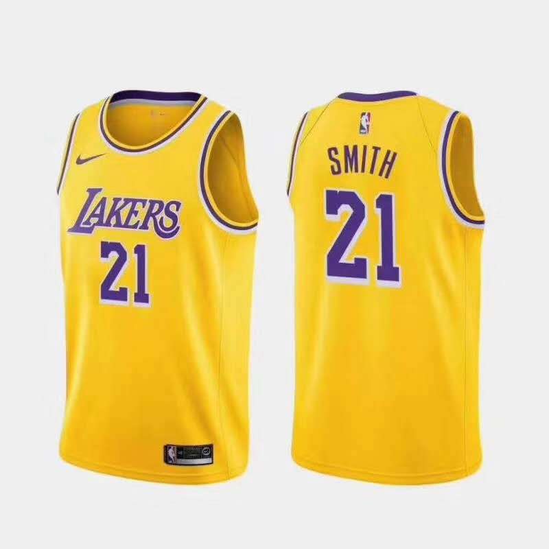 Los Angeles Lakers Yellow #21 SMITH Basketball Jersey (Stitched)
