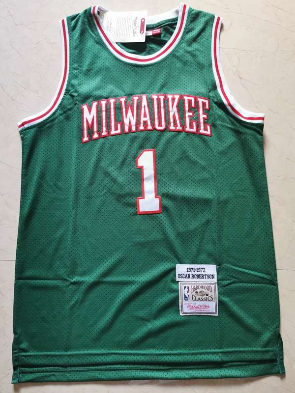 Milwaukee Bucks 1971/72 Green #1 ROBERTSON Classics Basketball Jersey (Stitched)