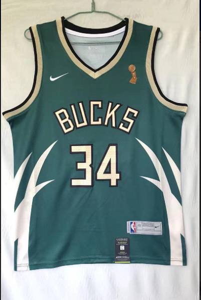 20/21 Milwaukee Bucks Green #34 ANTETOKOUNMPO Champion Basketball Jersey (Stitched) 02