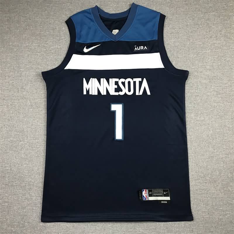 Minnesota Timberwolves 21/22 Dark Blue #1 EDWARDS Basketball Jersey (Stitched)