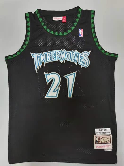 Minnesota Timberwolves 1997/98 Black #21 GARNETT Classics Basketball Jersey (Stitched)