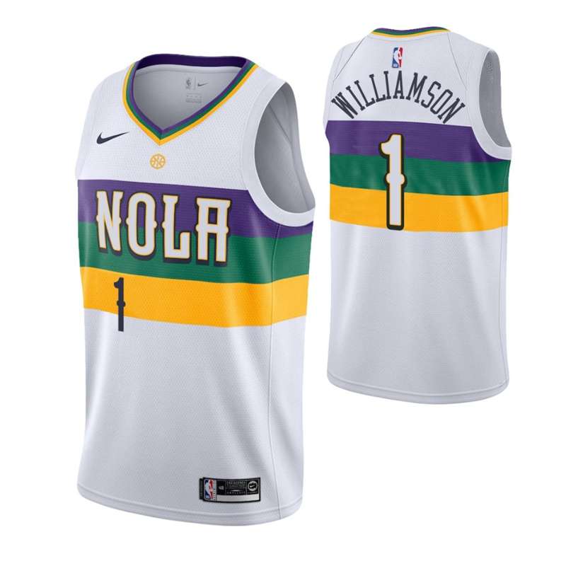 New Orleans Pelicans White #1 WILLIAMSON City Basketball Jersey (Stitched)