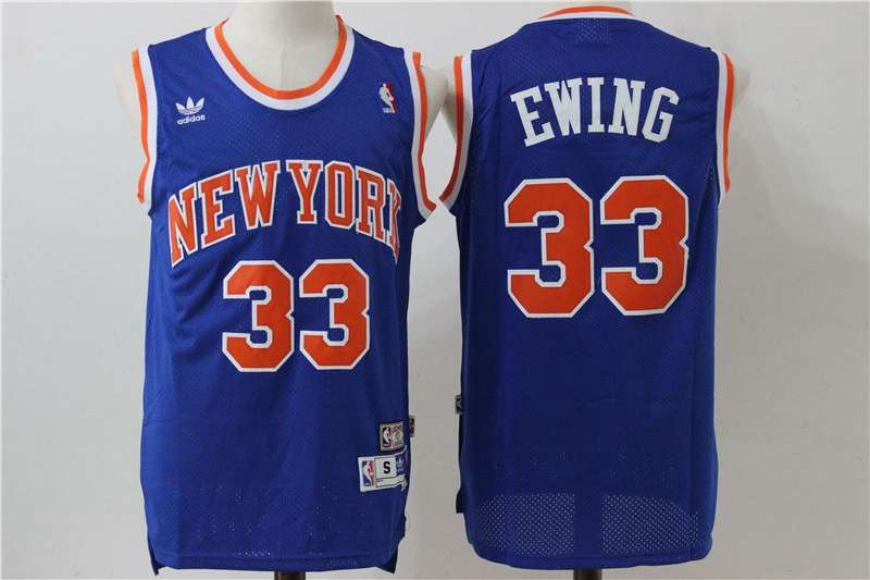 New York Knicks Blue #33 EWING Classics Basketball Jersey (Stitched)