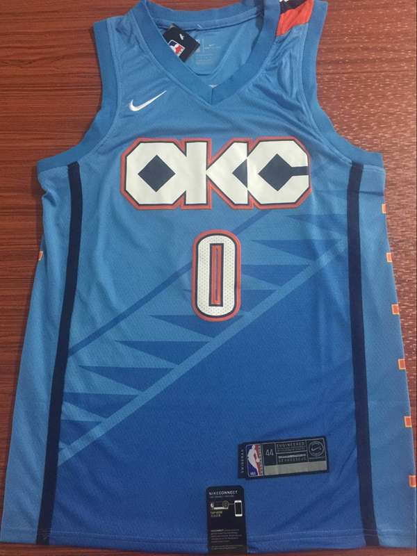 Oklahoma City Thunder Blue #0 WESTBROOK City Basketball Jersey (Stitched)