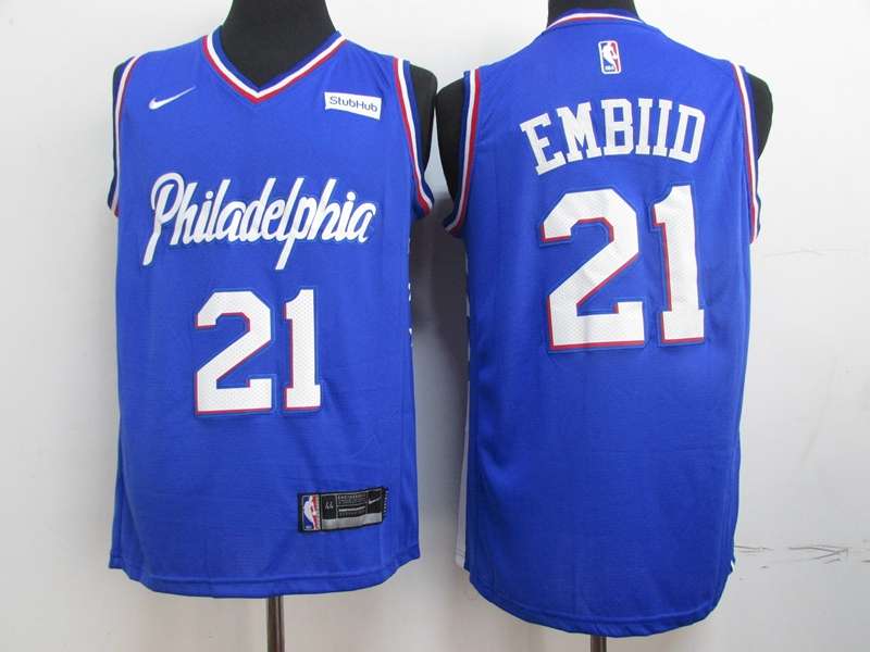 Philadelphia 76ers 2020 Blue #21 EMBIID Basketball Jersey (Stitched)