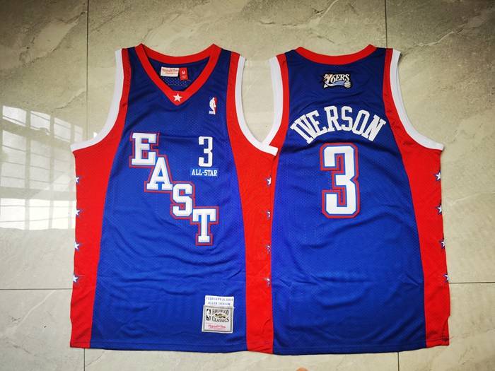 Philadelphia 76ers 2004 Blue #3 IVERSON ALL-STAR Classics Basketball Jersey (Stitched)