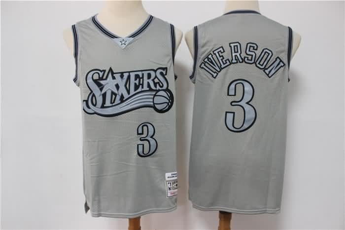 Philadelphia 76ers Grey #3 IVERSON Classics Basketball Jersey (Stitched)