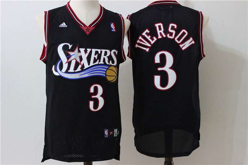 Philadelphia 76ers Black #3 IVERSON Classics Basketball Jersey (Stitched)