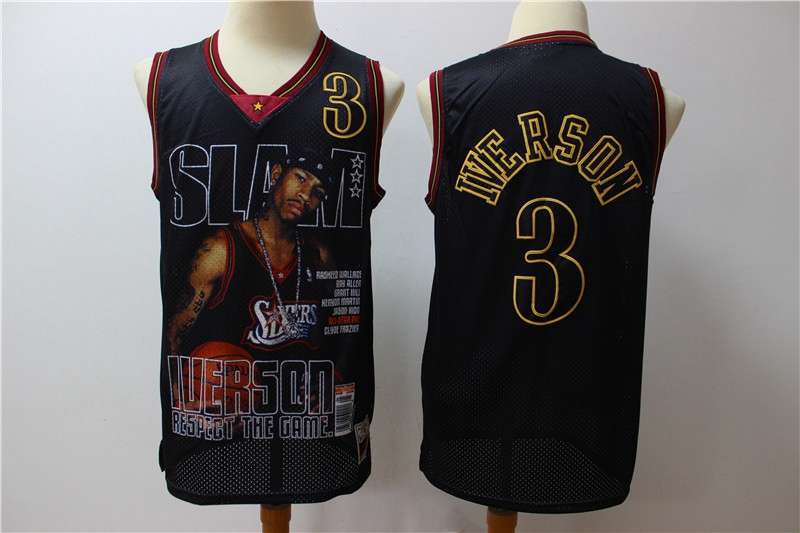 Philadelphia 76ers Black #3 IVERSON Classics Basketball Jersey 03 (Stitched)