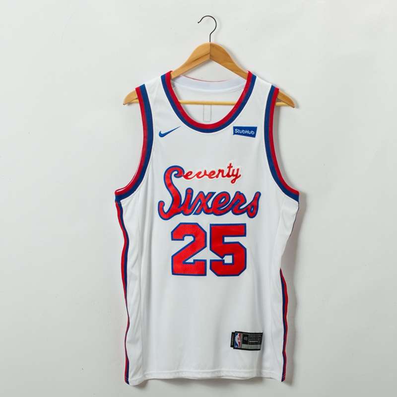 Philadelphia 76ers White #25 SIMMONS Classics Basketball Jersey (Stitched)