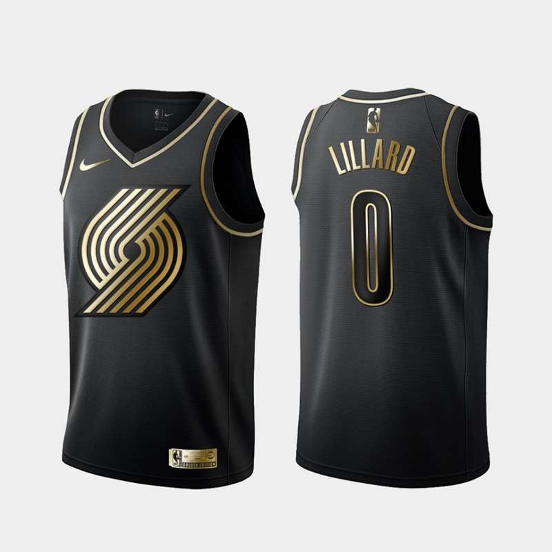 Portland Trail Blazers 2020 Black Gold #0 LILLARD Basketball Jersey (Stitched)
