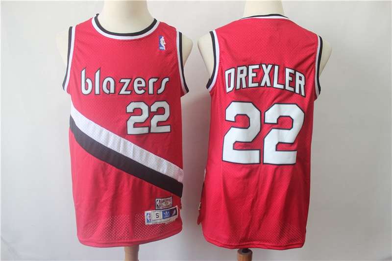 Portland Trail Blazers Red #22 DREXLER Classics Basketball Jersey (Stitched)