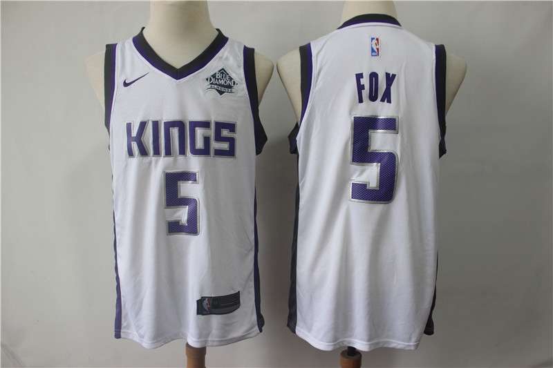 Sacramento Kings 2020 White #5 FOX Basketball Jersey (Stitched)