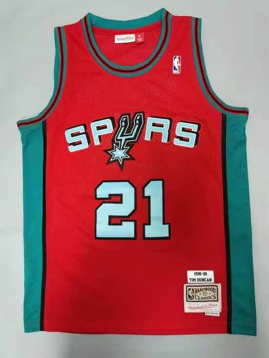 San Antonio Spurs 1998/99 Red #21 DUNCAN Classics Basketball Jersey (Stitched)