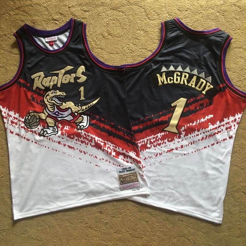 Toronto Raptors 1998/99 Black White #1 McGRADY Classics Basketball Jersey (Closely Stitched)