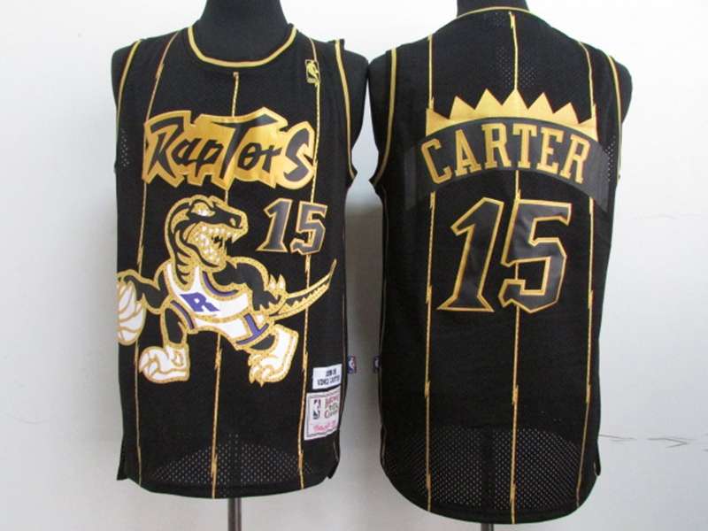 Toronto Raptors Black Gold #15 CARTER Classics Basketball Jersey (Stitched)