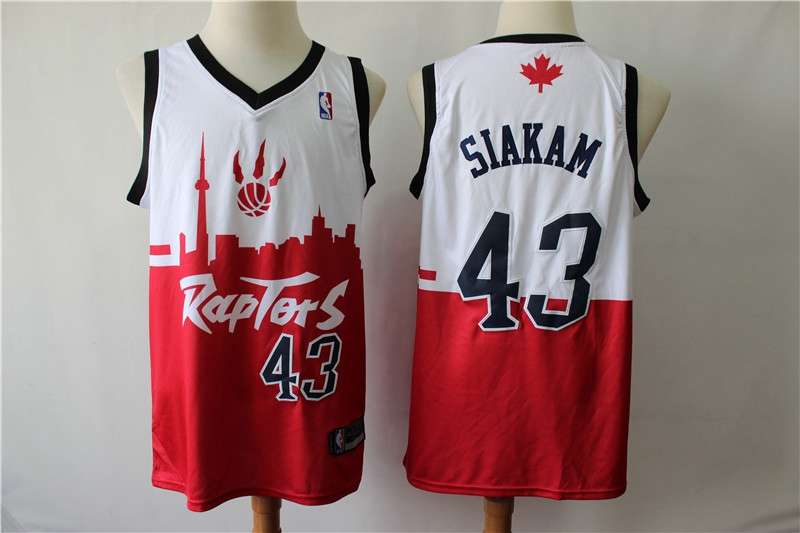 Toronto Raptors White Red #43 SIAKAM City Basketball Jersey (Stitched)