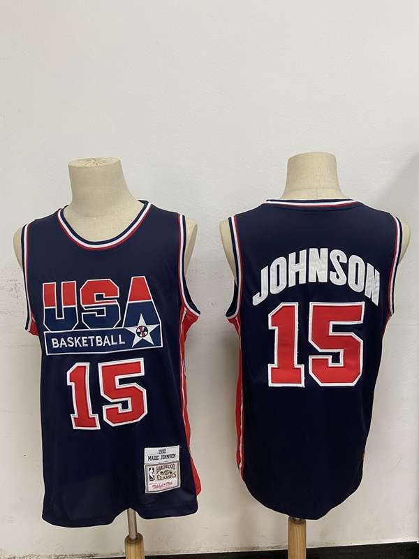 USA 1992 Dark Blue #15 JOHNSON Classics Basketball Jersey (Stitched)