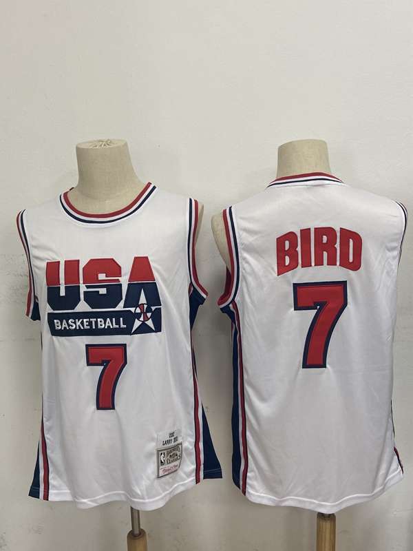 USA 1992 White #7 BIRD Classics Basketball Jersey (Stitched)