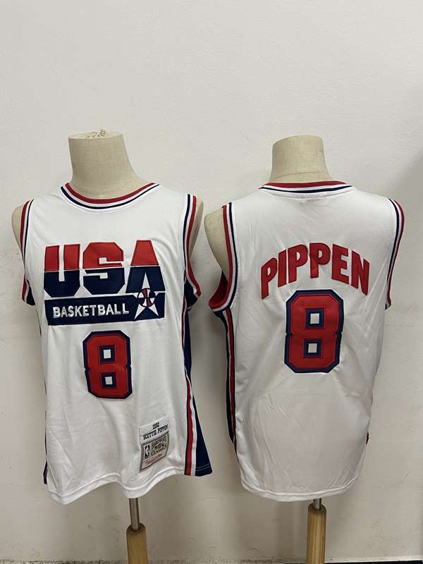 USA 1992 White #8 PIPPEN Classics Basketball Jersey (Stitched)