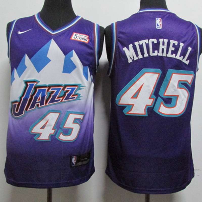 Utah Jazz Purple #45 MITCHELL Basketball Jersey 02 (Stitched)