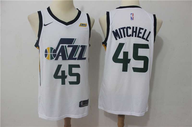 Utah Jazz White #45 MITCHELL Basketball Jersey (Stitched)