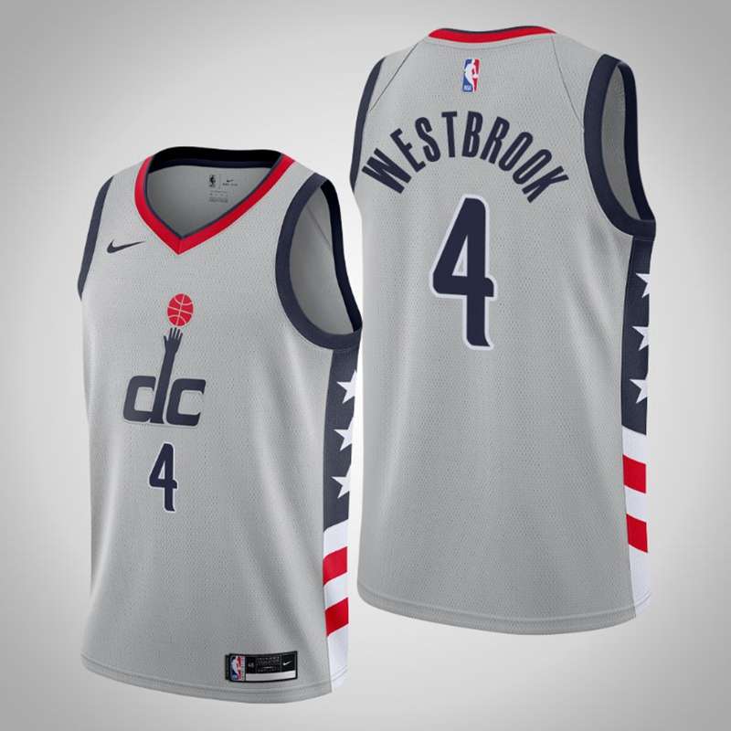 Washington Wizards 20/21 Grey #4 WESTBROOK City Basketball Jersey (Stitched)