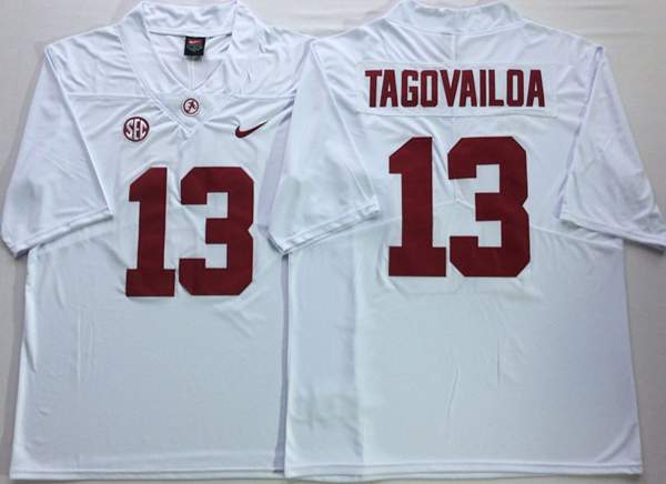 Alabama Crimson Tide White #13 TAGOVAILOA NCAA Football Jersey