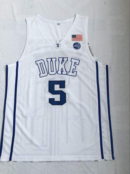 Duke Blue Devils White #5 BARRETT NCAA Basketball Jersey