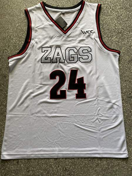 Gonzaga Bulldogs White #24 KISPERT NCAA Basketball Jersey 03