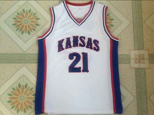 Kansas Jayhawks White #21 EMBIID NCAA Basketball Jersey