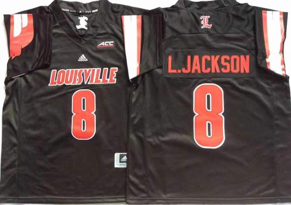 Louisville Cardinals Black #8 L.JACKSON NCAA Football Jersey