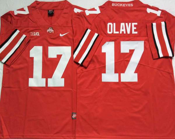 Ohio State Buckeyes Red #17 OLAVE NCAA Football Jersey