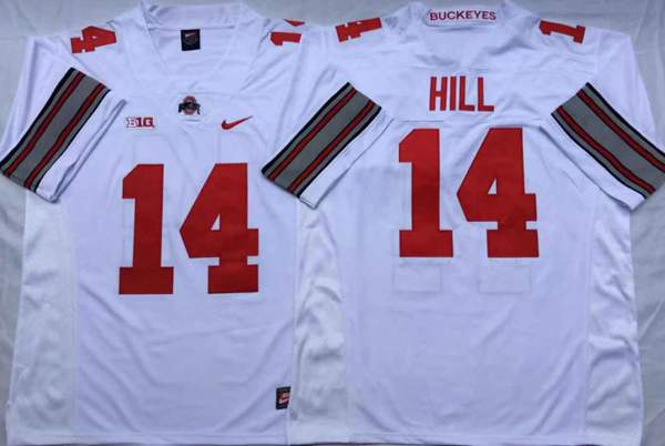 Ohio State Buckeyes White #14 HILL NCAA Football Jersey