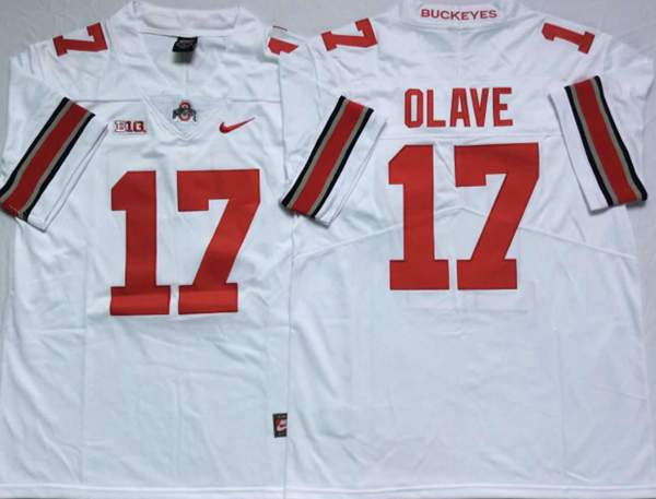 Ohio State Buckeyes White #17 OLAVE NCAA Football Jersey