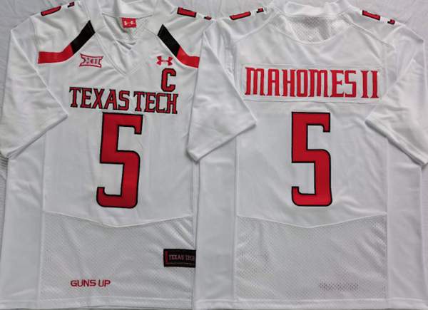 Texas Tech Red Raiders White #5 MAHOMES II NCAA Football Jersey