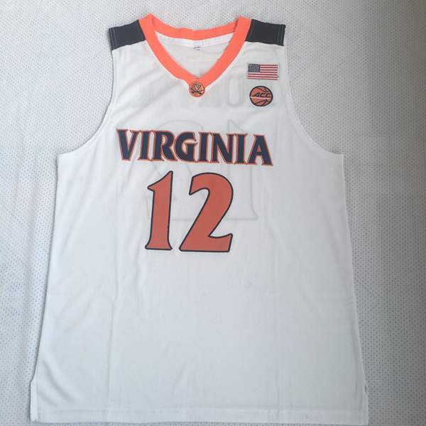 Virginia Cavaliers White #12 HUNTER NCAA Basketball Jersey
