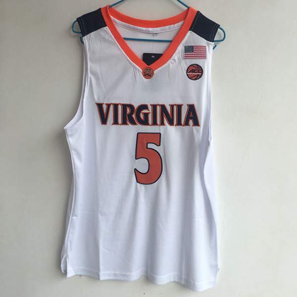 Virginia Cavaliers White #5 GUY NCAA Basketball Jersey