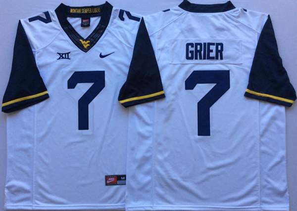 West Virginia Mountaineers White #7 GRIER NCAA Football Jersey