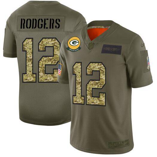 Green Bay Packers Olive Salute To Service NFL Jersey 03
