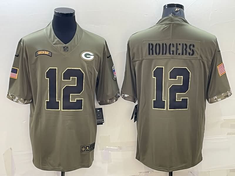 Green Bay Packers Olive Salute To Service NFL Jersey 06