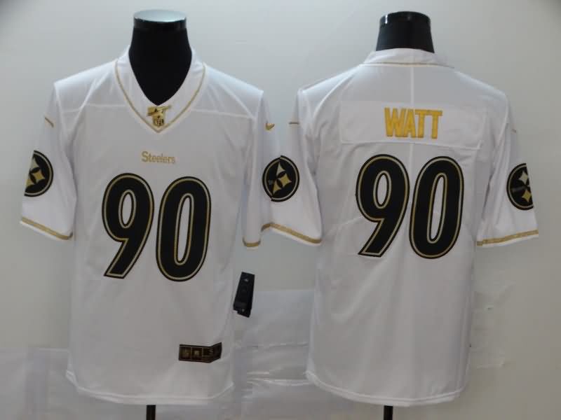 Pittsburgh Steelers White Gold Retro NFL Jersey