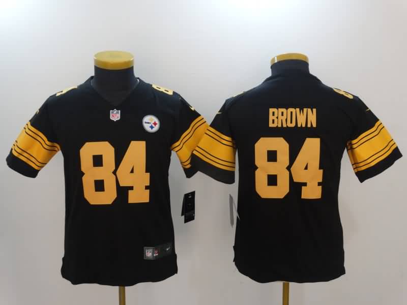 Kids Pittsburgh Steelers Black #84 BROWN NFL Jersey 03