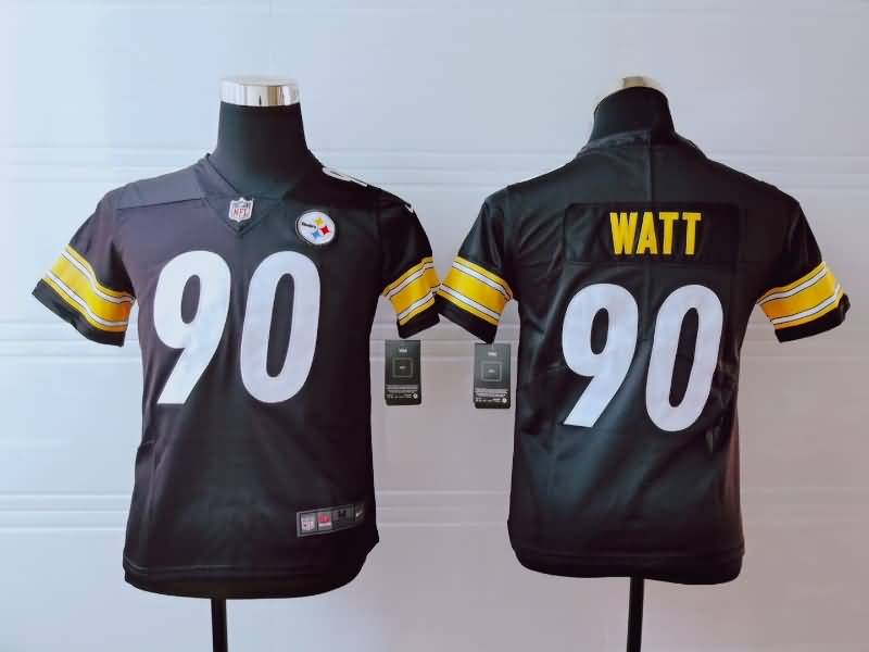 Kids Pittsburgh Steelers Black #90 WATT NFL Jersey