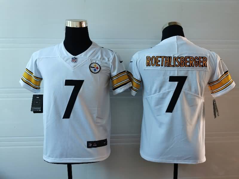 Kids Pittsburgh Steelers White #7 ROETHLISBERGER NFL Jersey