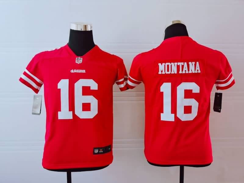 Kids San Francisco 49ers Red #16 MONTANA NFL Jersey