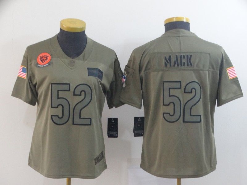 Chicago Bears #52 MACK Olive Salute To Service Women NFL Jersey