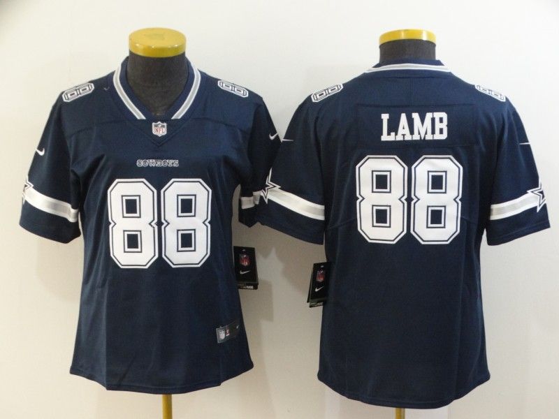 Dallas Cowboys #88 LAMB Dark Blue Women NFL Jersey 02